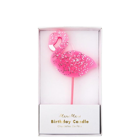 Tropical Pink Flamingo Birthday Candle | Tropical Bridal Shower | Flamingo Cake Decorations | Wax Party Candle | 1 Meri Meri Cake Topper Il_570xn