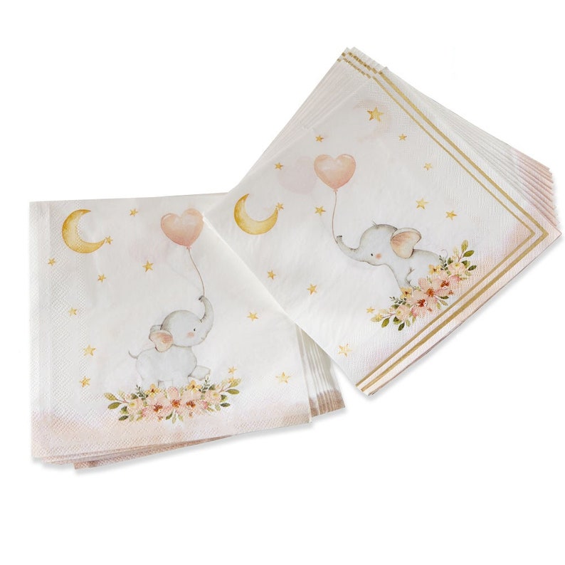 SALE Pink Baby Elephant Lunch Napkins 30ct Elephant Baby Shower Little Peanut is On the Way Elephant First Birthday Gender
