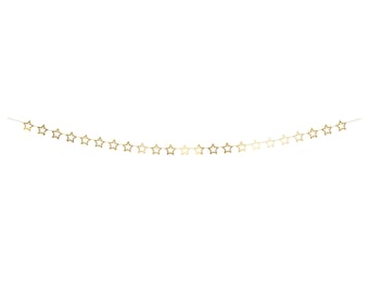 Gold Foil Star Garland 10ft – New Year’s Eve, Christmas & Star Theme Party Bunting