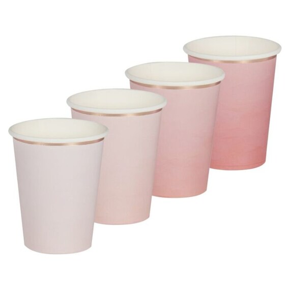 Ombre Pink Paper Cups | Girl's Birthday Party | Baby Shower Decor | Bridal Shower | 21st Birthday | Sweet 16 Decor | Pack of 8 Party Cups Il_570xn