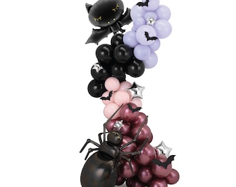 Halloween Balloon Garland Kit – Bat, Spider, and Star Balloons for Spooky Party Backdrop Decor