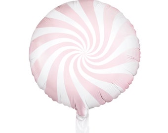 Pink Candy Foil Balloon 14in | Candy Land Party Decor | Candy Christmas Party | Nutcracker Birthday Party | Candy Swirl Balloon