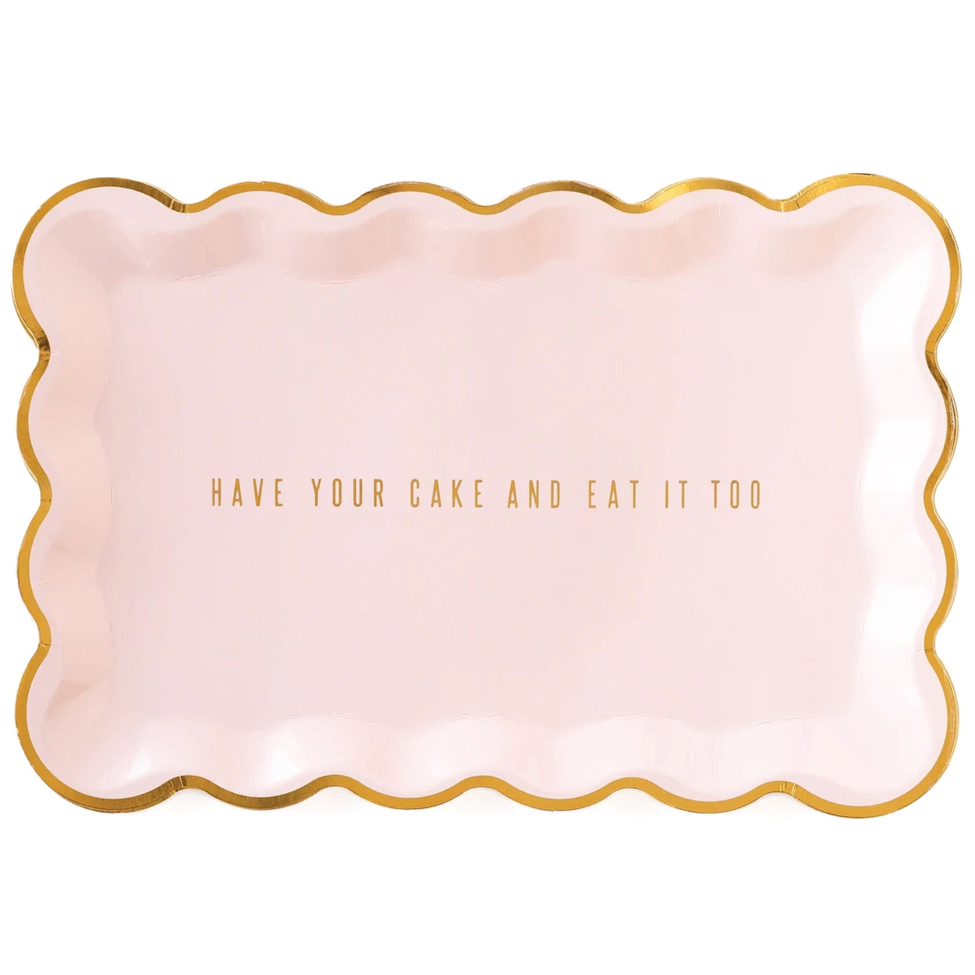 Blush Pink Rectangle Plates 8ct Girl Baby Shower Valentine Day Party Pink Bridal Shower Have Your Cake & Eat It Two Birthday Plates