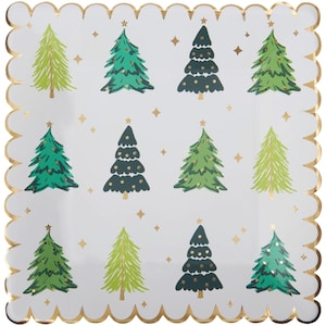 Piatti piani quadrati per alberi natalizi da 8 ct / Piatti natalizi / Decorazioni per la tavola di Natale / Festa di Natale allegra e luminosa / Baby Shower di Natale