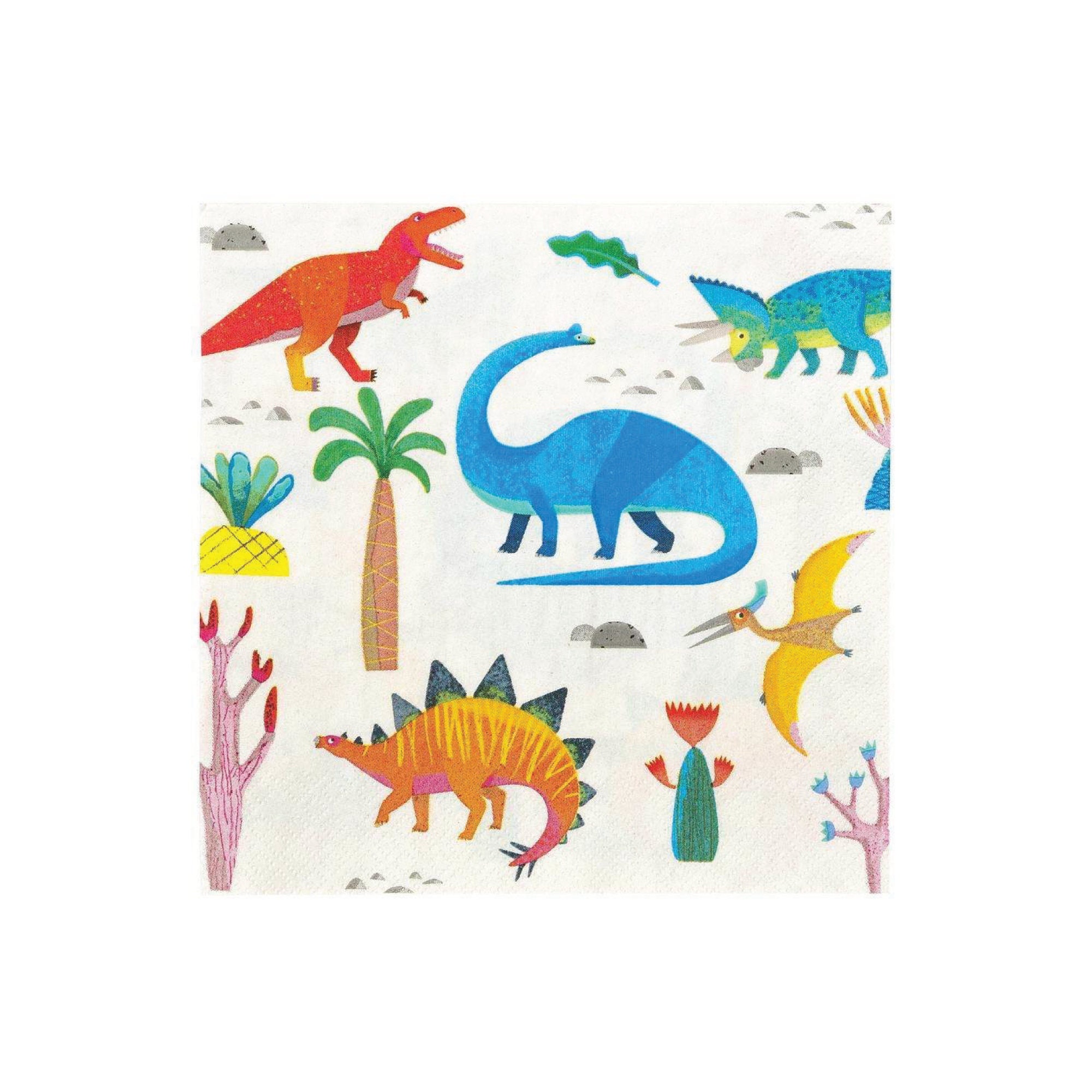 Dinosaurier Lunch Servietten 20pk | Drei Rex | Prähistorische Geburtstagsfeier | Dinosaurier-Babyparty | Dinosaurier Dekor | Papierservietten