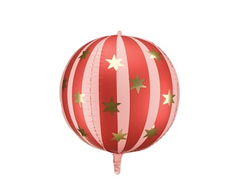 Red Foil Starry Balloon 20in - Circus or Carnival Party Decor