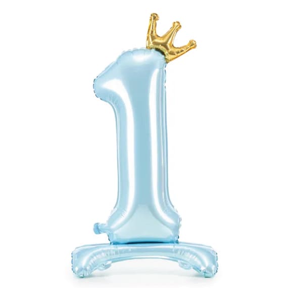 Standing Light Blue Prince Number 1 Balloon 33" | Boys First Birthday | Blue Birthday Party Decor | Prince First Birthday | Foil Balloon Il_570xn