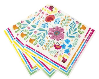 Boho Floral Party Napkins 20ct | Boho Floral Party | Boho Fiesta Party | Fiesta Bridal Shower Napkins | Paper Napkins Large