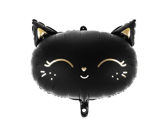 Black Cat Foil Balloon 14in | Halloween Party Decor | Halloween Birthday | Cat Birthday | Halloween Balloon | Pawty Birthday | Cat Balloon
