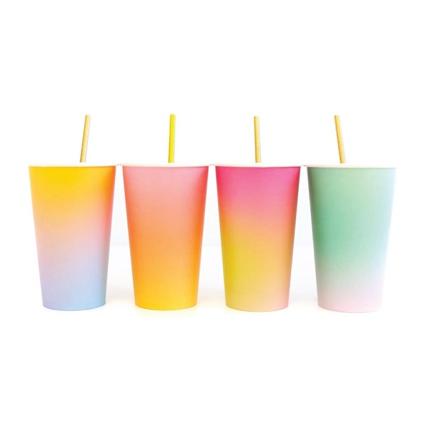 Gobelets en papier ombré avec pailles 8ct | Anniversaire de fête à la piscine | Cinq est un anniversaire Vibe Groovy | Fête rétro | Douche nuptiale disco | Fête hippie