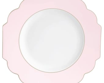 Blush Pink ausgebogte wiederverwendbare Plastikteller 10ct | Rosa Party Dekor | Prinzessin Geburtstag | Teeparty Brautparty Mädchen-Babyparty