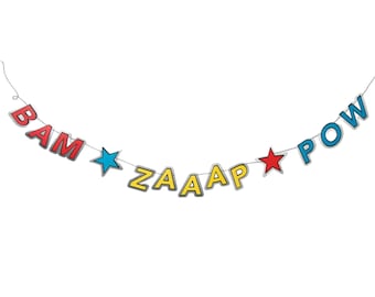 Superhero Party Banner 7ft | Superhero Birthday Party | Superhero Decorations | Boys Birthday | Comic Book Party |  Bam Zaaap Pow Banner