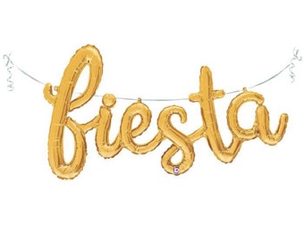 Gold Fiesta Balloon 53" | Fiesta Decorations | Cactus Party Decor | Fiesta Baby Shower | Fiesta Bridal Shower | Cursive Script Balloons