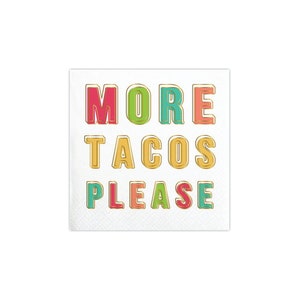 More Tacos Please Beverage Napkins 20ct | Cinco de Mayo Party | Fiesta Birthday Decor | Fiesta Bridal Shower | Taco Two-day | Paper Napkins