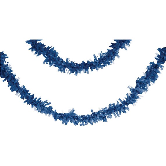 Cobalt Blue Tissue Fringe Garland | Blue Tissue Garland | Navy Festooning | Hanging Decor | Party Supplies | 25 Feet Long Il_570xn