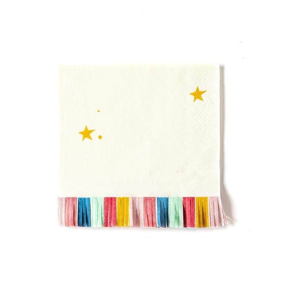 Magical Rainbow Fringed Cocktail Napkins | Girl Birthday Party | Unicorn Party | Rainbow Baby Shower | Pack of 25 Paper Napkins Il_570xn