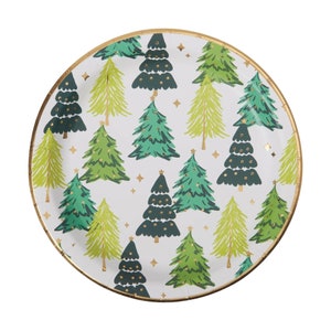 Holiday Trees Dessert Plates 8ct | Christmas Plates | Christmas Table Decor | Merry and Bright Christmas Party | Christmas Baby Shower