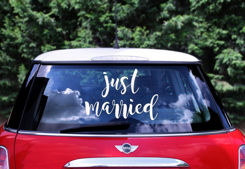 Just Married Car Sticker White Wedding Reception Decor Etsy