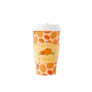 SALE | Farm Fresh Pumpkins Coffee Cups with Lids 8ct | Disposable Coffee Cup | Fall Thanksgiving Party Favor | Teacher Gift | Friendsgiving