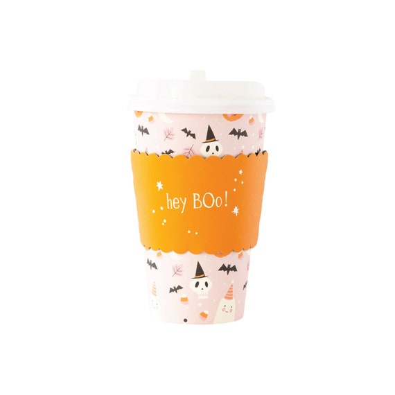 Pink Halloween Ghoul Gang Coffee Cups & Lids 8ct