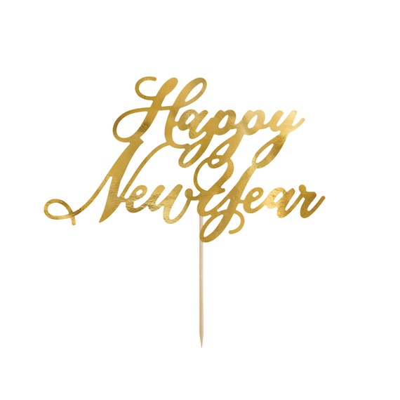 Gold Script Happy New Year Cake Topper | New Year's Eve Cake Topper | New Year's Eve Party Decorations | Gold New Year's Eve Decor Il_570xn
