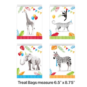 Zdobądź Wild Safari Treat Bags 8ct | Wild One Pierwsze urodziny | Dwa Wild Jungle Birthday | Zwierzęta z zoo | Zwierzęta imprezowe | Safari Baby Shower