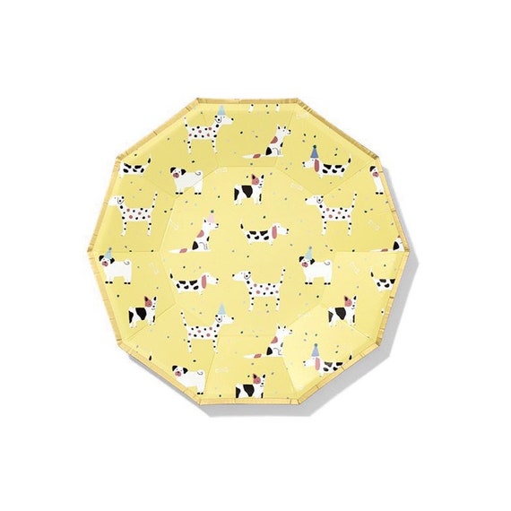 Dog Pawty Dessert Plates | Let's Pawty | First Birthday Party Ideas | Puppy Baby Shower | Adopt a Pet Party | Pack of 10 Small Paper Plates Il_570xn