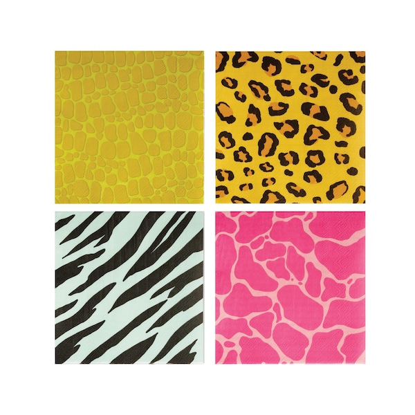 Party Animal Prints Dessert Napkins 20ct | Wild One Safari Birthday | Two Wild Jungle Birthday | Zoo Birthday | Calling all Party Animals