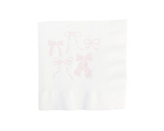 Serviettes à dessert Nœuds roses 20 ct | Serviettes de table pour baby shower roses avec noeud | Bow premier anniversaire | Bow Bachelorette | Bow nuptiale de douche | Décoration de fête avec noeud