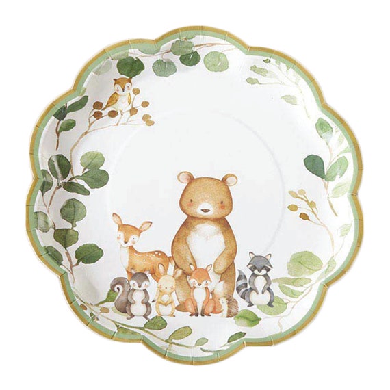 Woodland Baby Shower Lunch Plates 16ct | Forest Animals Baby Shower Decor | Woodland First Birthday Party | Paper Plates Il_570xn