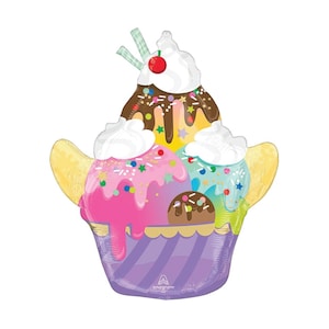 Here&#39;s the Scoop Sundae Foil Balloon 26in | Ice Cream Birthday | Sprinkle Party Decor | Ice Cream Social | Two Scoops | Two Sweet Party