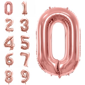34&quot; Rose Gold Giant Number Balloon 0-9 | Birthday Number Balloons | New Year&#39;s Eve Party | Graduation Balloon Backdrop | Anniversary Decor