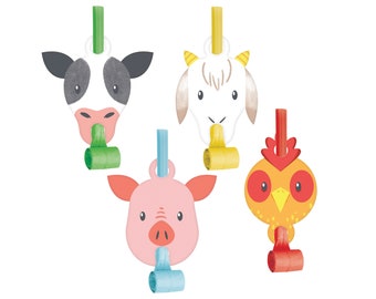 Farm Animal Noise Makers (8ct) – Barnyard Birthday or Farm Baby Shower Party Favors