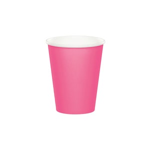 Candy Pink Paper Cups 8ct | Girl&#39;s Birthday Party | Hot Pink Party Decor | Valentine&#39;s Day Party | Pink Baby Shower | Bachelorette Party