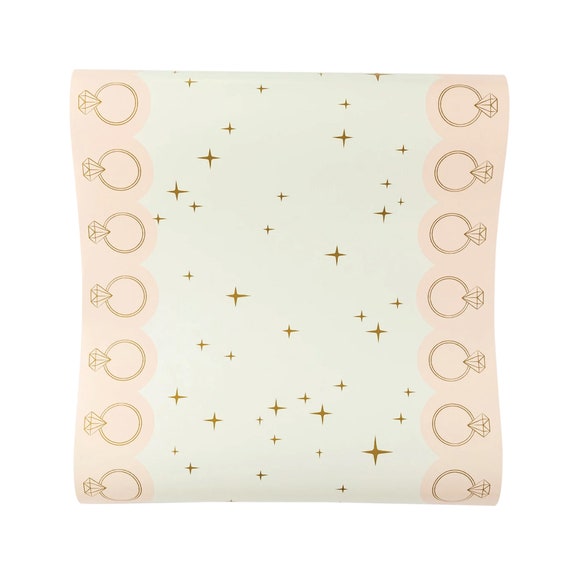Gold & Pink Diamond Ring Paper Table Runner 10ft | Bachelorette Party Decor | Bridal Shower | Last Fling Before the Ring | Wedding Shower Il_570xn