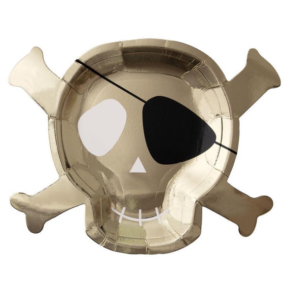 Pirate Skull & Crossbones Lunch Plates | Boys Birthday | Ahoy, It's a Boy Baby Shower | Treasure Island | Pack of 8 Meri Meri Paper Plates Il_570xn