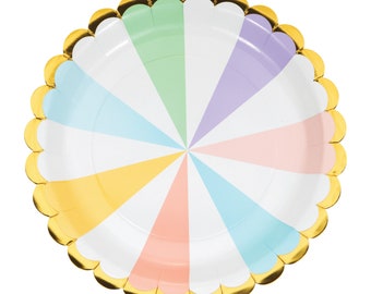 Pastel Celebrations Lunch Plates 8ct | Ice Cream Birthday Party | Girls Birthday | Gender Neutral Baby Shower | Pastel Rainbow Birthday