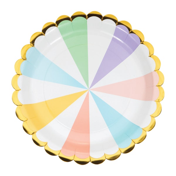 Pastel Celebrations Lunch Plates 8ct | Ice Cream Birthday Party | Girls Birthday | Gender Neutral Baby Shower | Pastel Rainbow Birthday