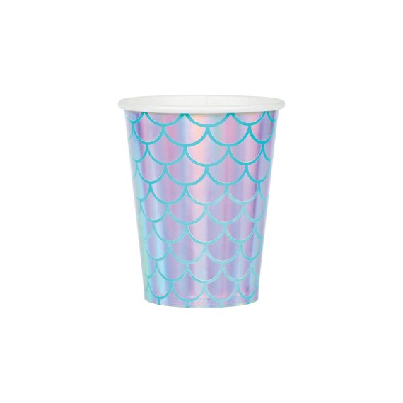 Shimmer Mermaid Scale Cups 8ct | Girls Birthday | Under the Sea | Mermaid Decor | Summer Party | Mermaid Decorations | Paper Cups Il_570xn