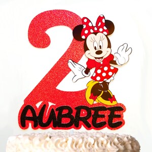 Minnie Mouse A Inspire Cake Topper Custom Age Birthday Topper Etsy