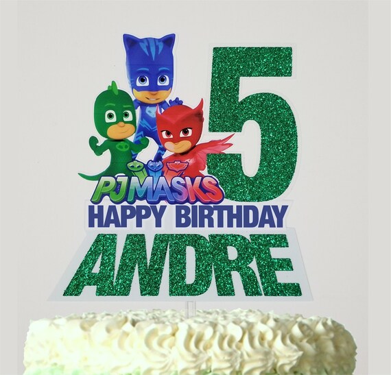 Happy Birthday Cake Topper Custom Cake Decoration PJ Mask Faces