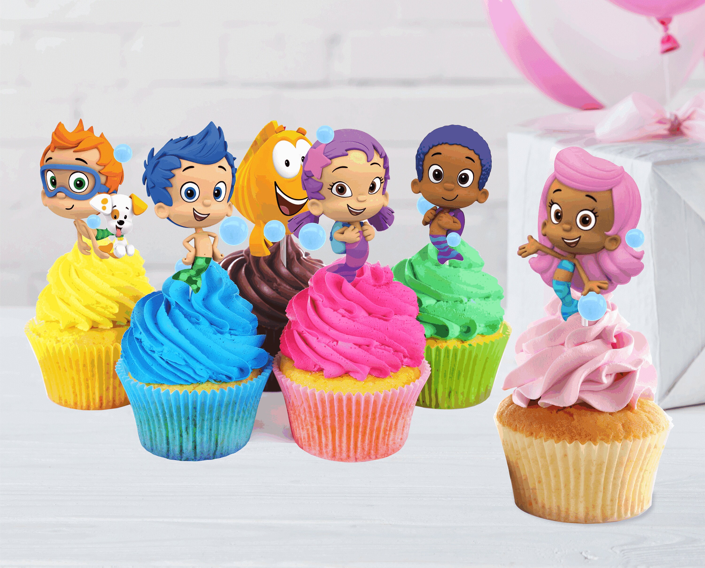 Bubble Guppies Cupcake Topper Set of 12 Bubble Guppies - Etsy Israel