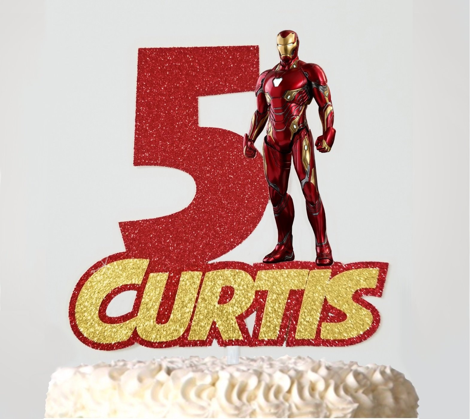 Personalized Iron Man Cake Topper Made in USA 6'' Bride and groom Acrylic 