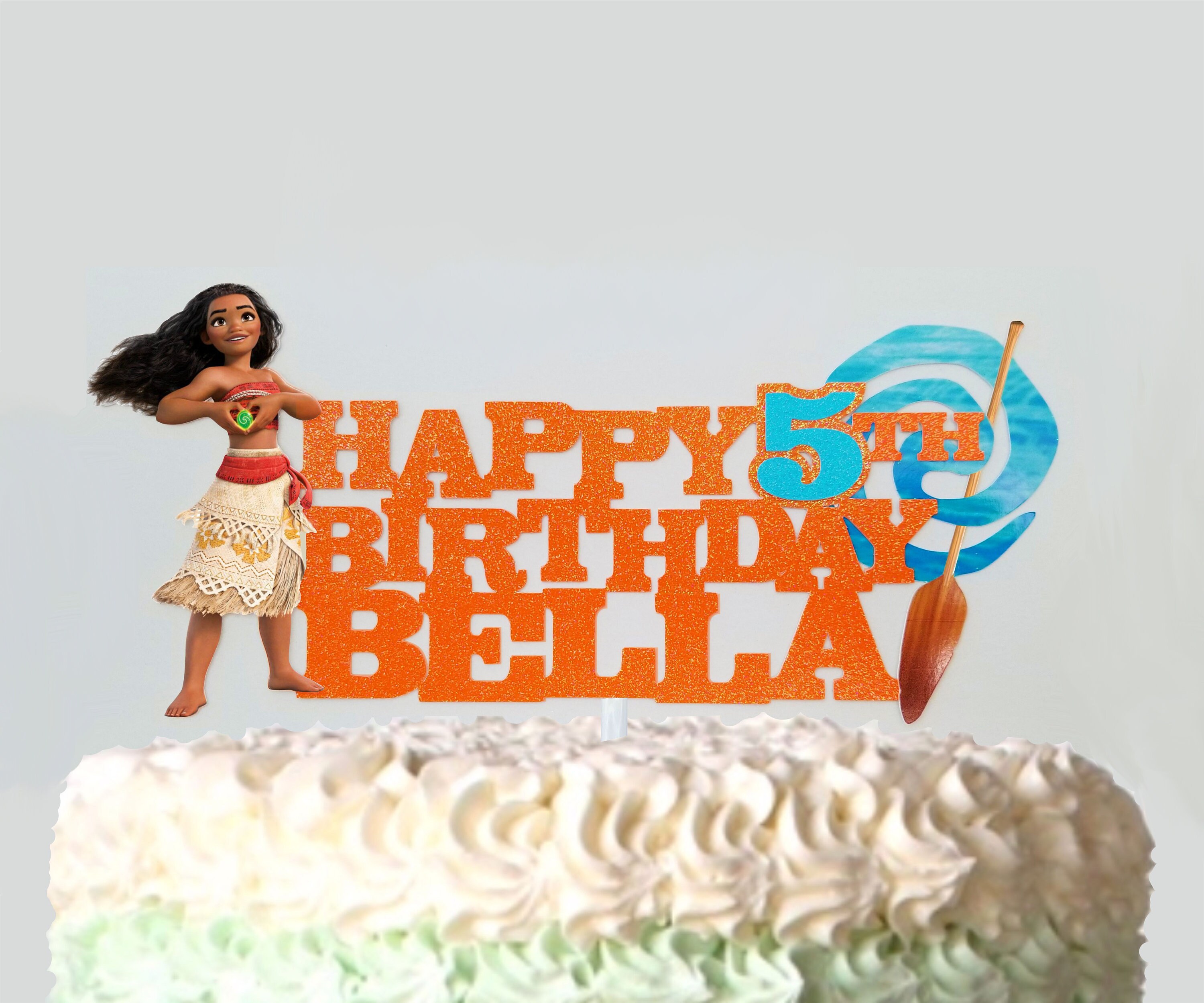 Moana Happy Birthday Cake Topper Custom Age Name Birthday Etsy