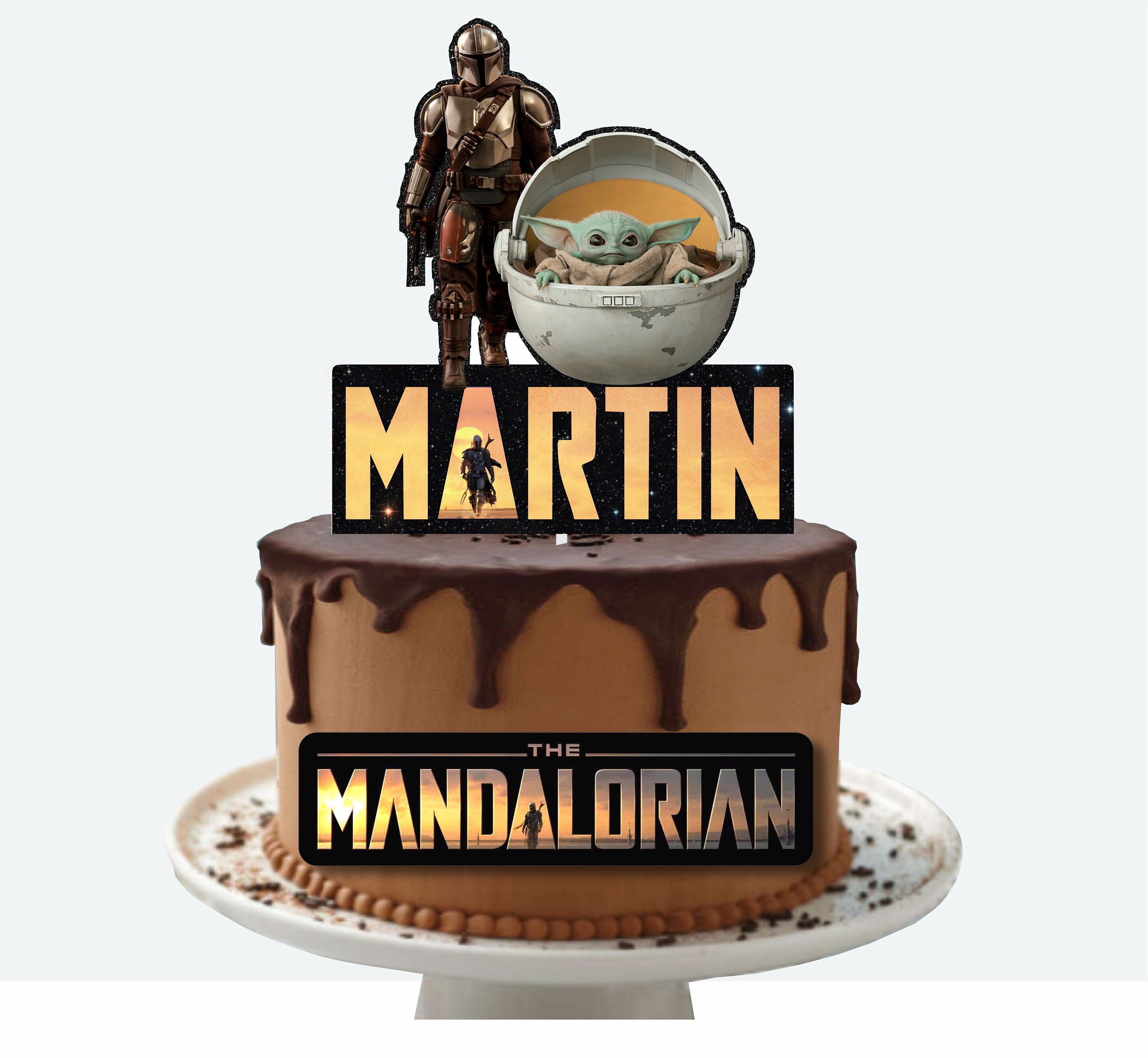 Mandalorian Cake Topper With Baby Yoda Two Piece Topper Etsy Uk Mandalorian Cake Topper With Baby Yoda Two Piece Topper Etsy Uk