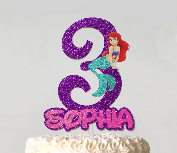 Ariel Little Mermaid Cake Topper Custom Age Birthday Cake Etsy