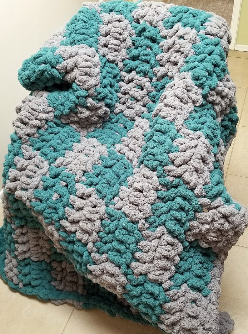 Chenille Crochet Blanket Throw Bernat Blanket Big Etsy