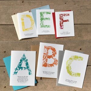 Inspirierend Zitat Alphabet 13x18,5 cm Klappkarten, Umschläge inklusive, bunt, Danke, Grußkarte, Kinder, Geburtstag, Unikat