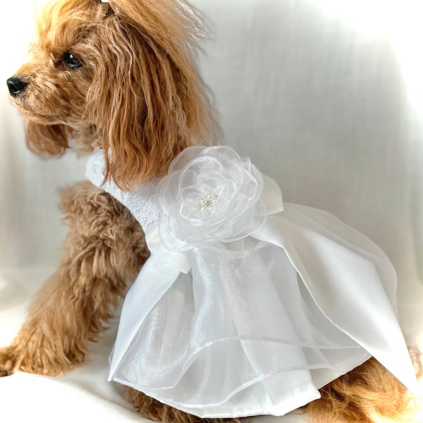 Small Dog  Flower girl Wedding dress (Organza)- Pomme d’amour