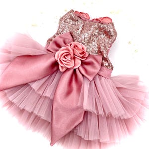 Rose Gold Sequin princess party dress for small dog - Pomme d’amour